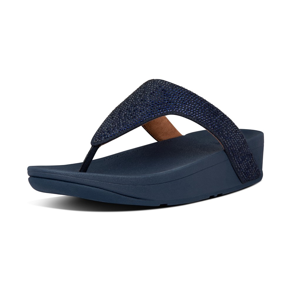 Fitflop Womens Sandals - Lottie Shimmercrystal Toe-post - Navy - 782-DZLOMN
